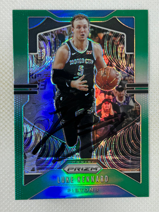 2019-20 Panini Prizm Green #93 Luke Kennard Detroit Pistons Signed Card