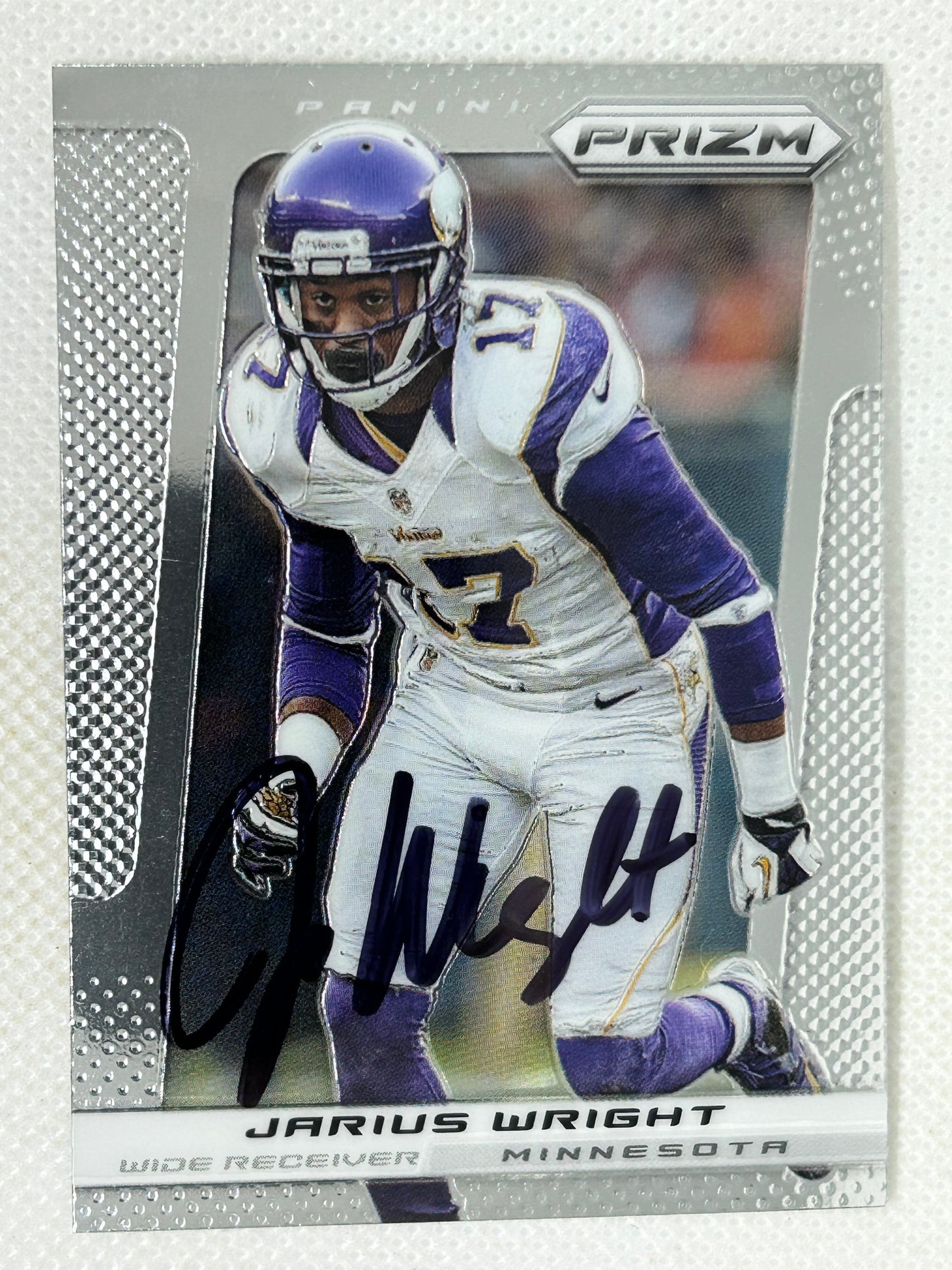 2013 Panini Prizm Jarius Wright #123 Minnesota Vikings Signed Card