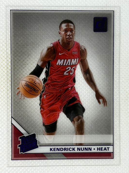 2019-20 Panini Clearly Donruss Rated Rookie Purple Kendrick Nunn #96 Miami Heat