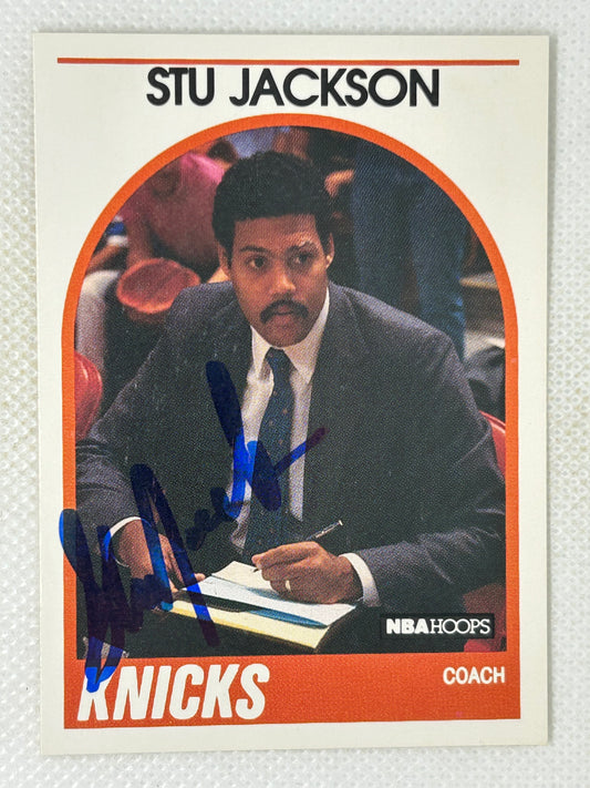 1989-90 NBA Hoops #60 Stu Jackson New York Knicks Signed Card