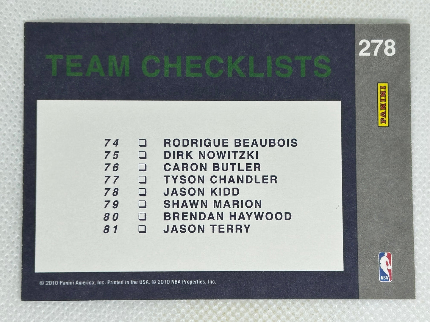 2010-11 Panini Donruss #278 Dallas Mavericks