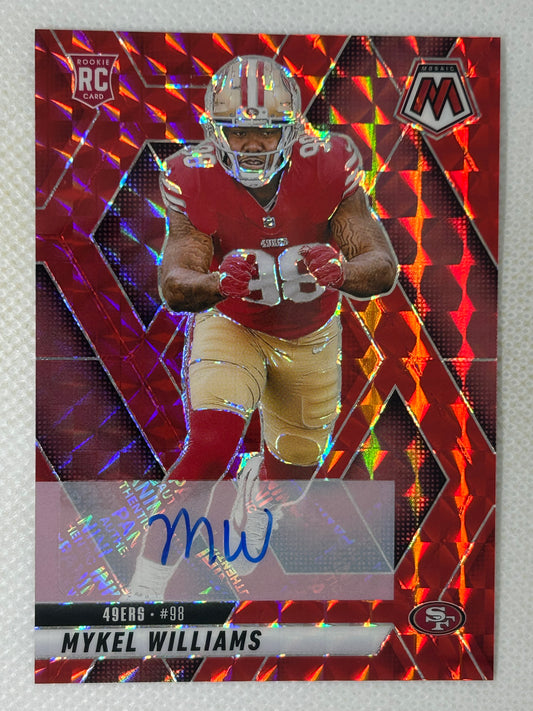 2025 Panini Mosaic Red Mosaic Rookie Autograph /199 Mykel Williams #51 San Francisco 49ers