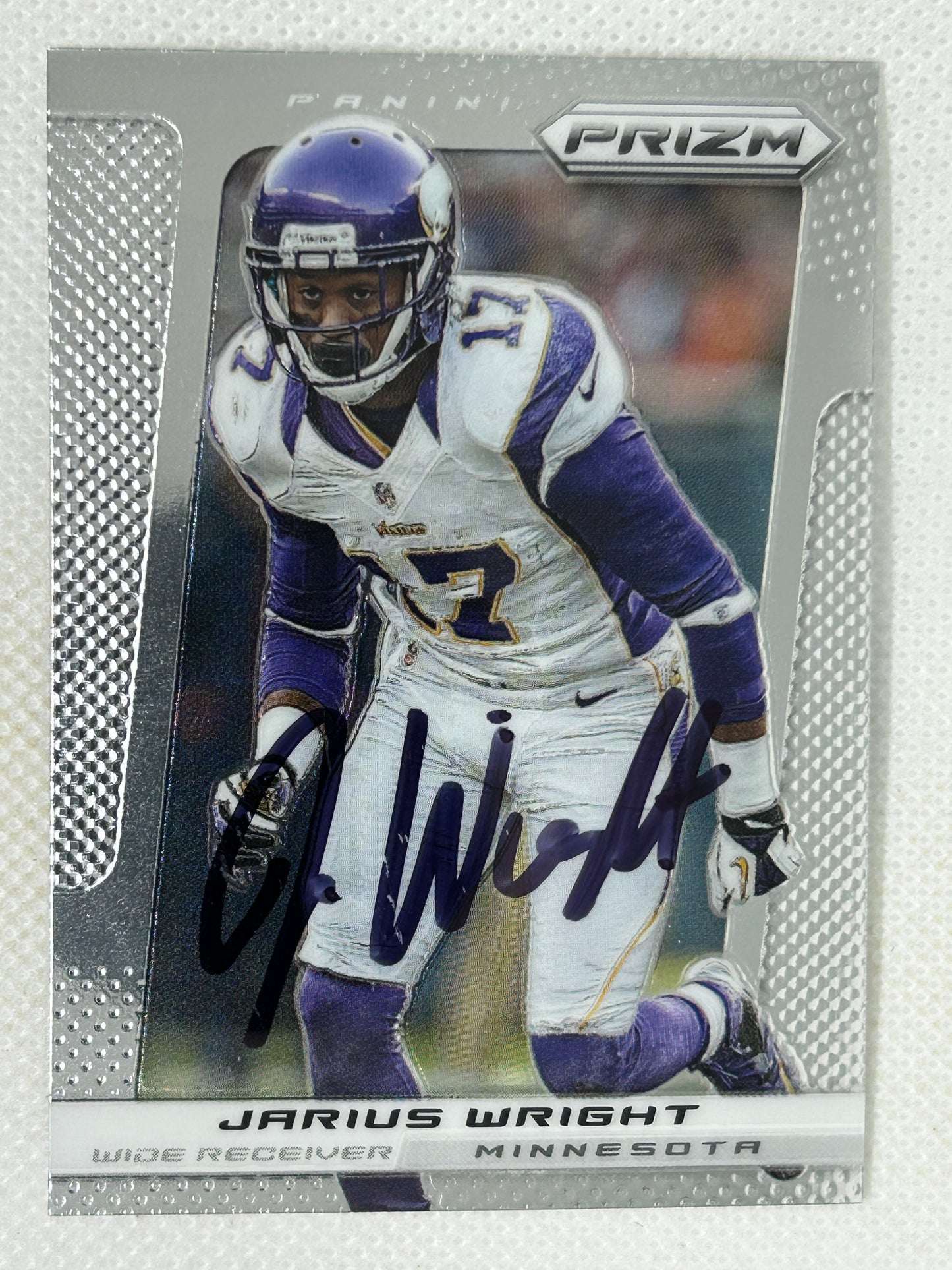 2013 Panini Prizm Jarius Wright #123 Minnesota Vikings Signed Card
