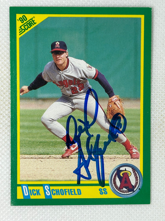 1990 Score Dick Schofield #44 Los Angeles Angels Signed Card