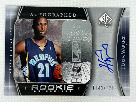 2005-06 SP Authentic Rookie Authentics Auto Autograph /1299 Hakim Warrick Memphis Grizzlies