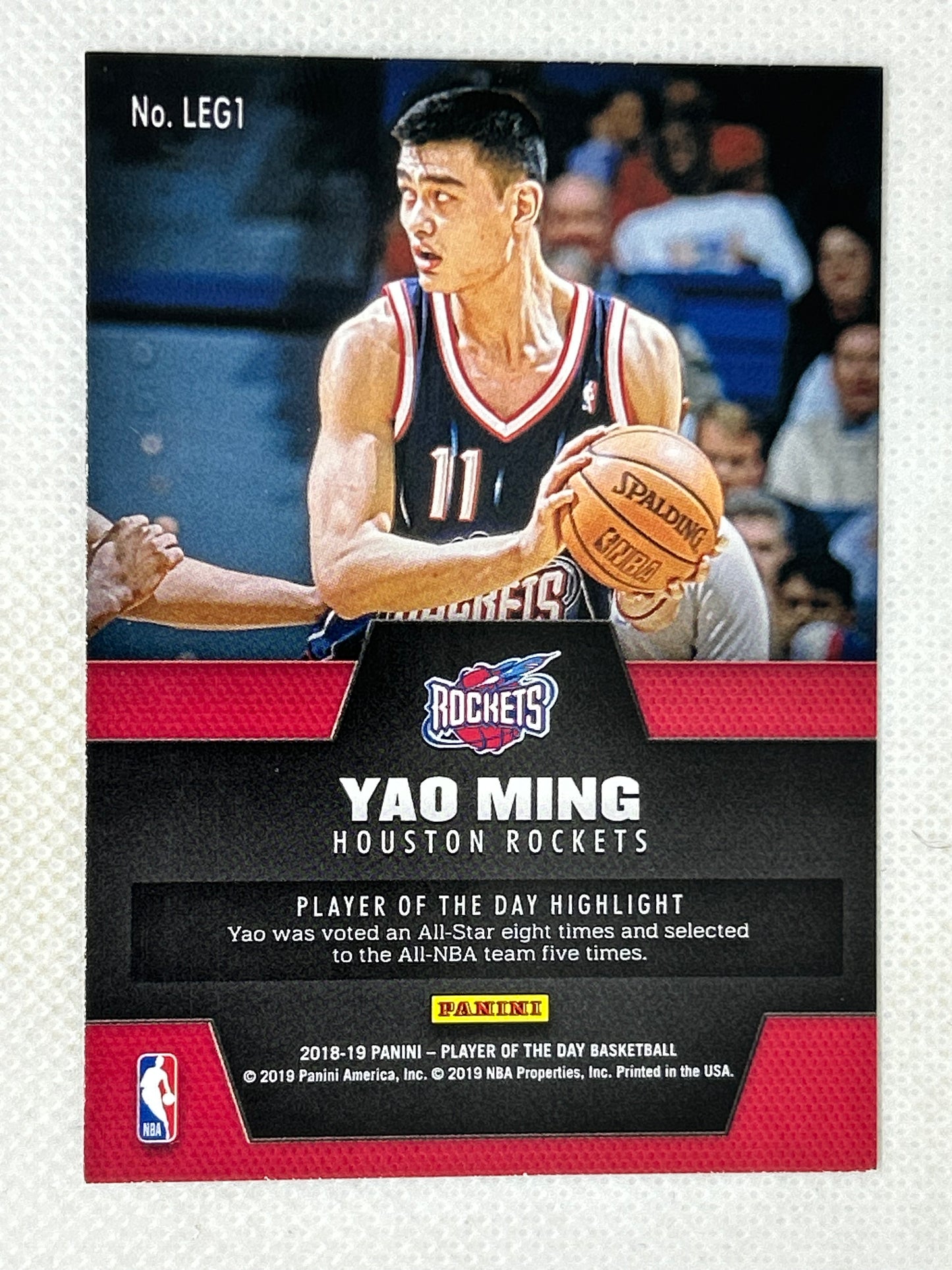 2018-19 Panini Player of the Day Legends Yao Ming #LEG1 Houston Rockets