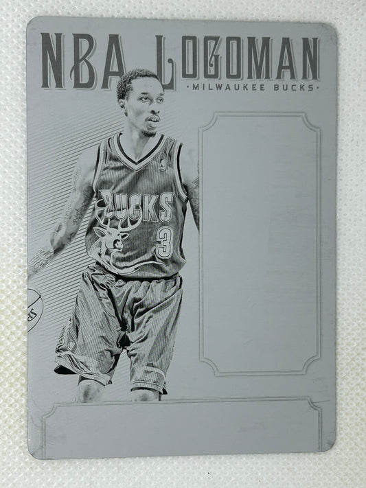 2012-13 Panini National Treasures NBA Logoman Printing Plate Black 1/1 Brandon Jennings #36 Milwaukee Bucks