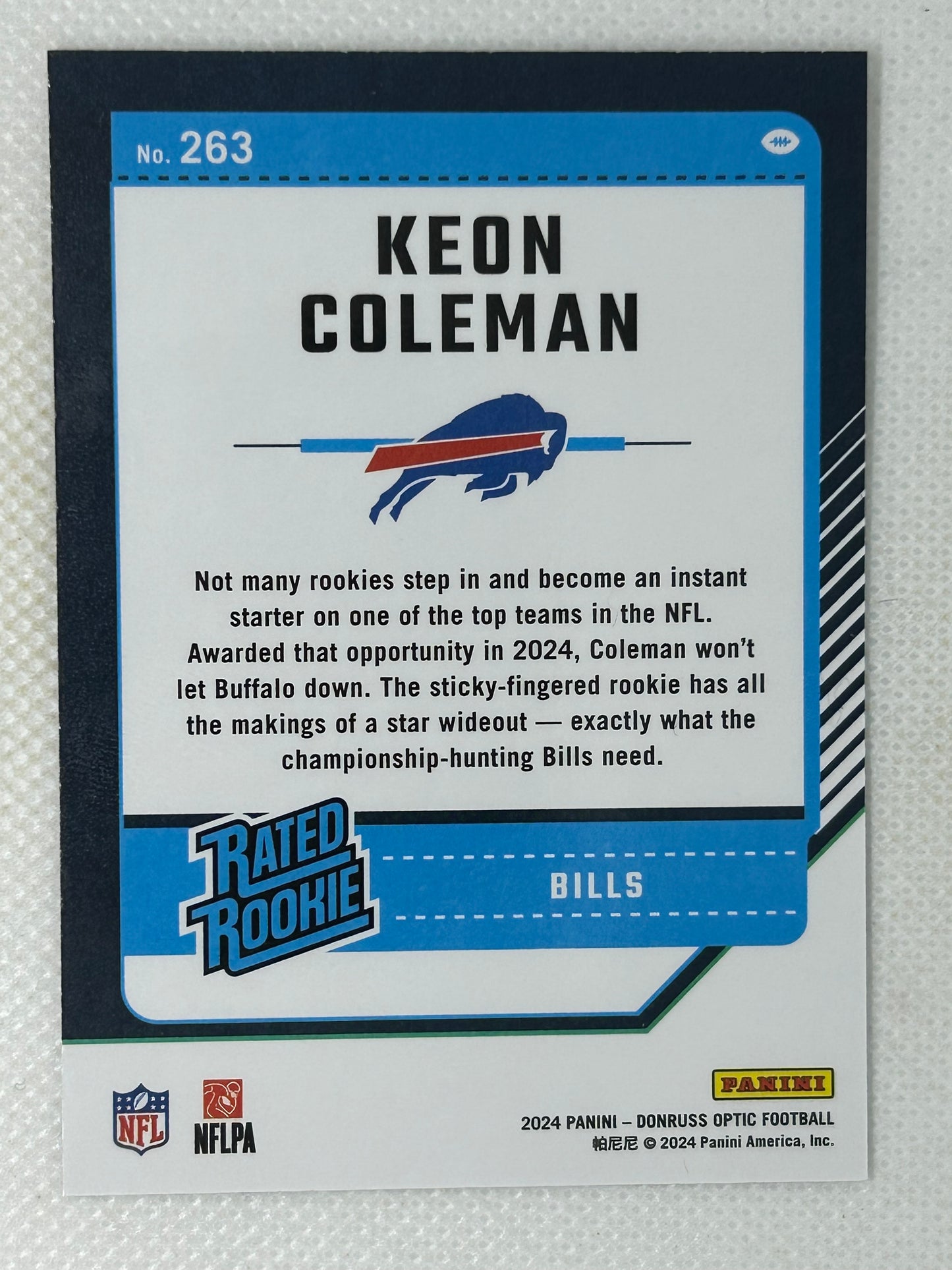 2024 Panini Donruss Optic Rated Rookie Keon Coleman #263 Buffalo Bills