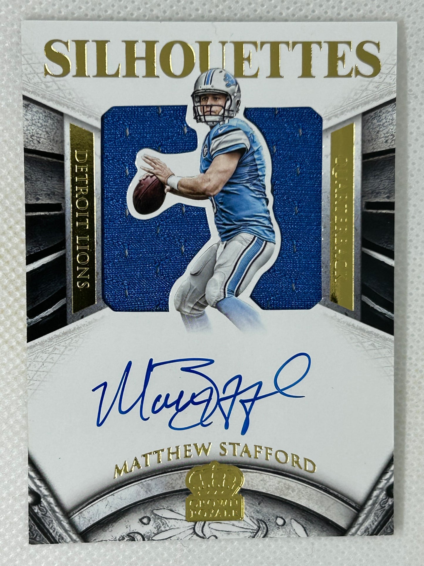 2015 Panini Crown Royale Gold Jersey Autograph /10 #SS-MS Matthew Stafford Detroit Lions