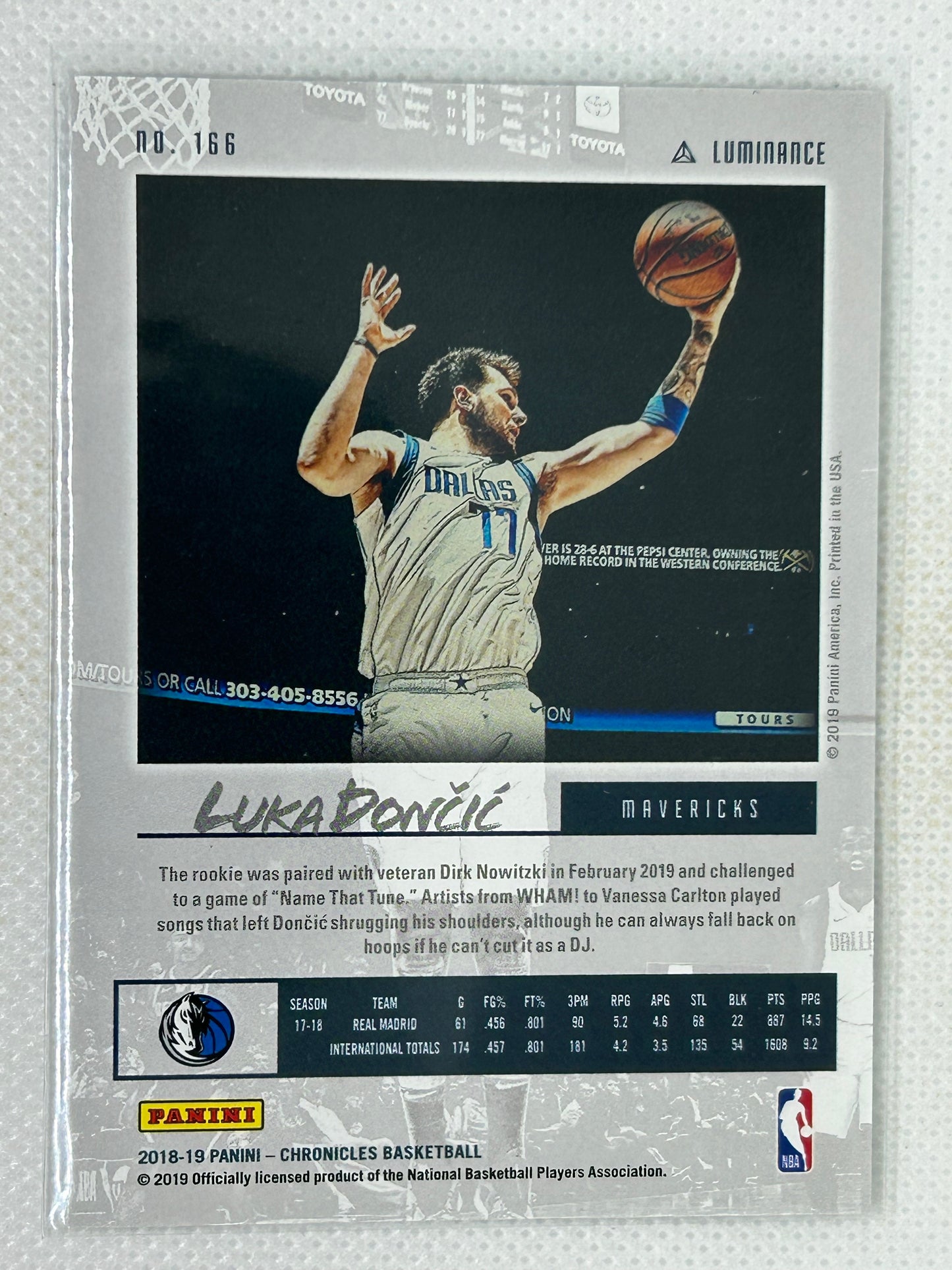 2018-19 Panini Chronicles Luminance Rookie #156 Luka Doncic Dallas Mavericks