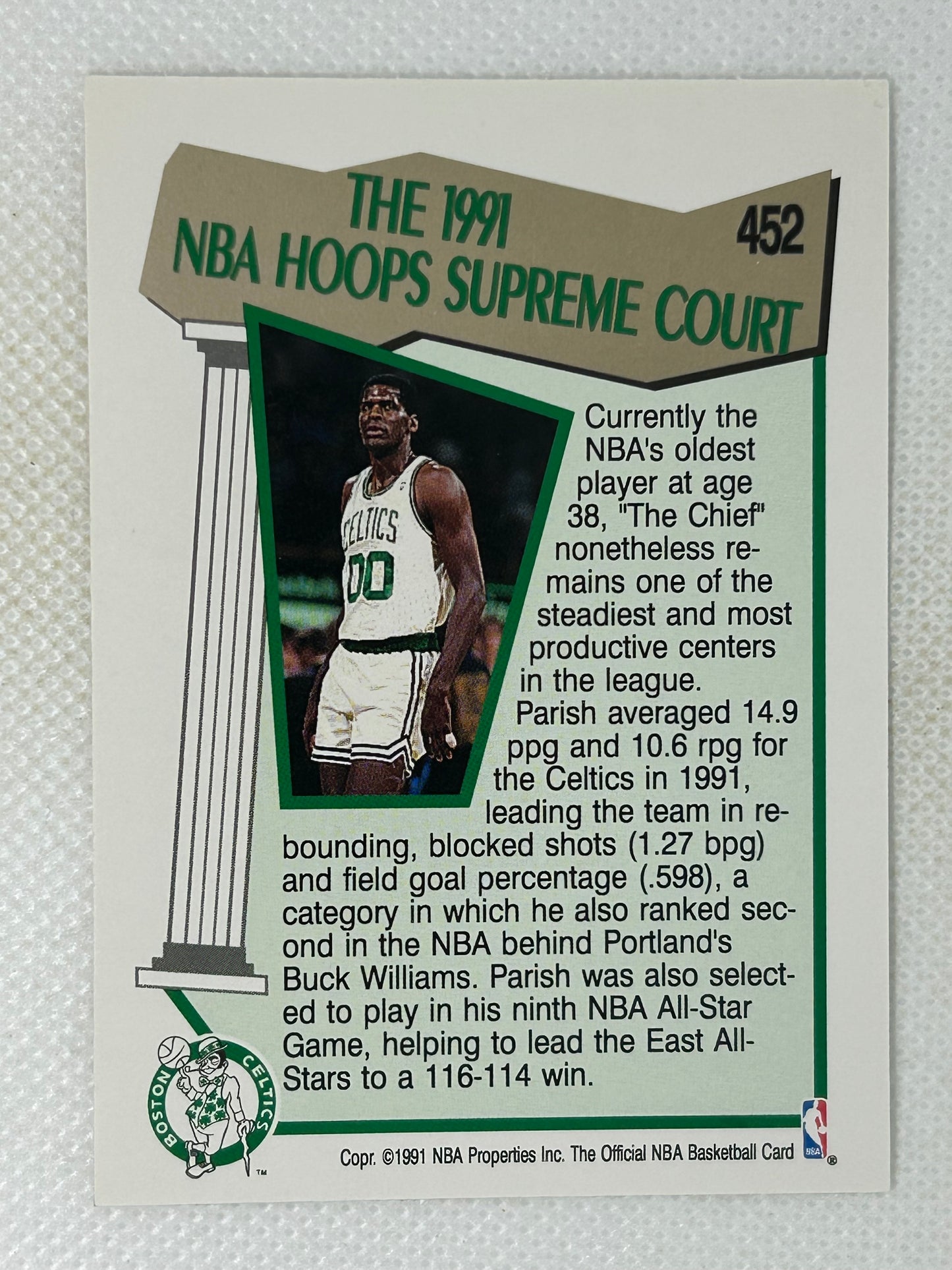1991-92 NBA Hoops Supreme Court #452 Robert Parish Boston Celtics Signed Card
