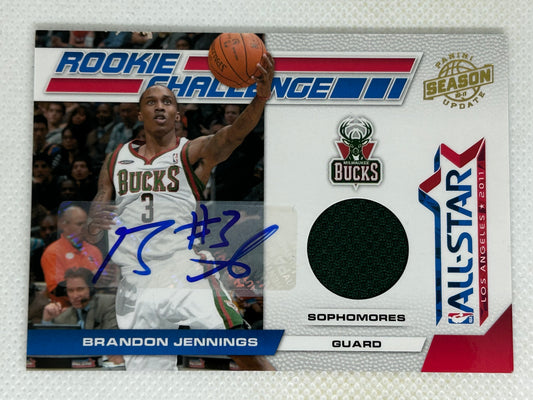 2010-11 Panini Season Update Rookie Challenge Patch Autograph Brandon Jennings #8 /25 Milwaukee Bucks