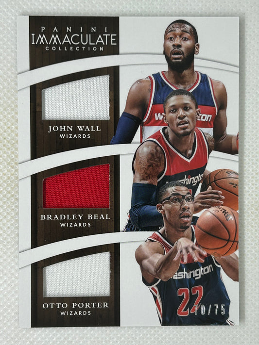 2014-15 Panini Immaculate Trios Relic /75 John Wall Otto Porter Bradley Beal #T-WAS Washington Wizards