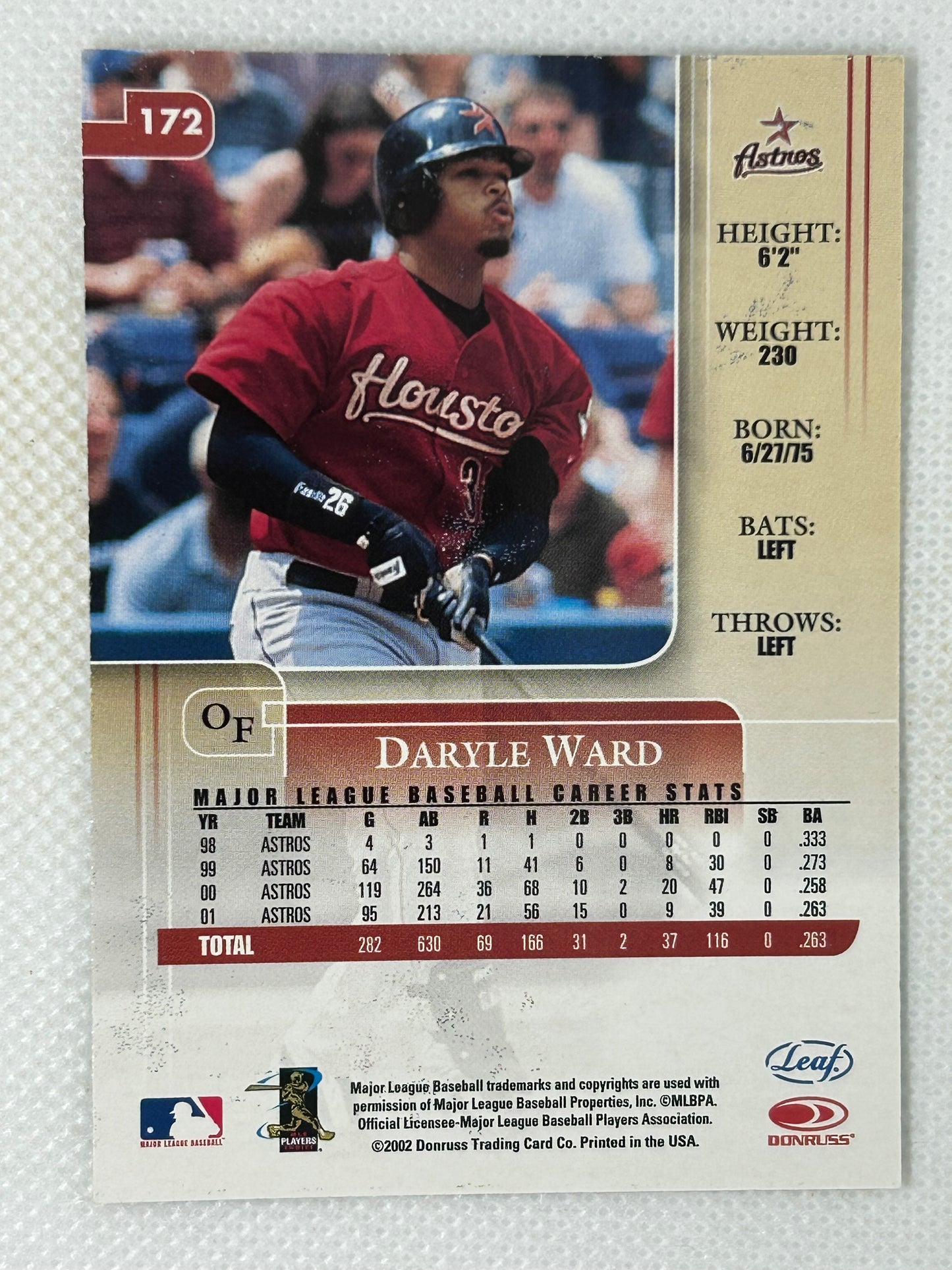 2002 Leaf Rookies & Stars Daryle Ward #172 Houston Astros