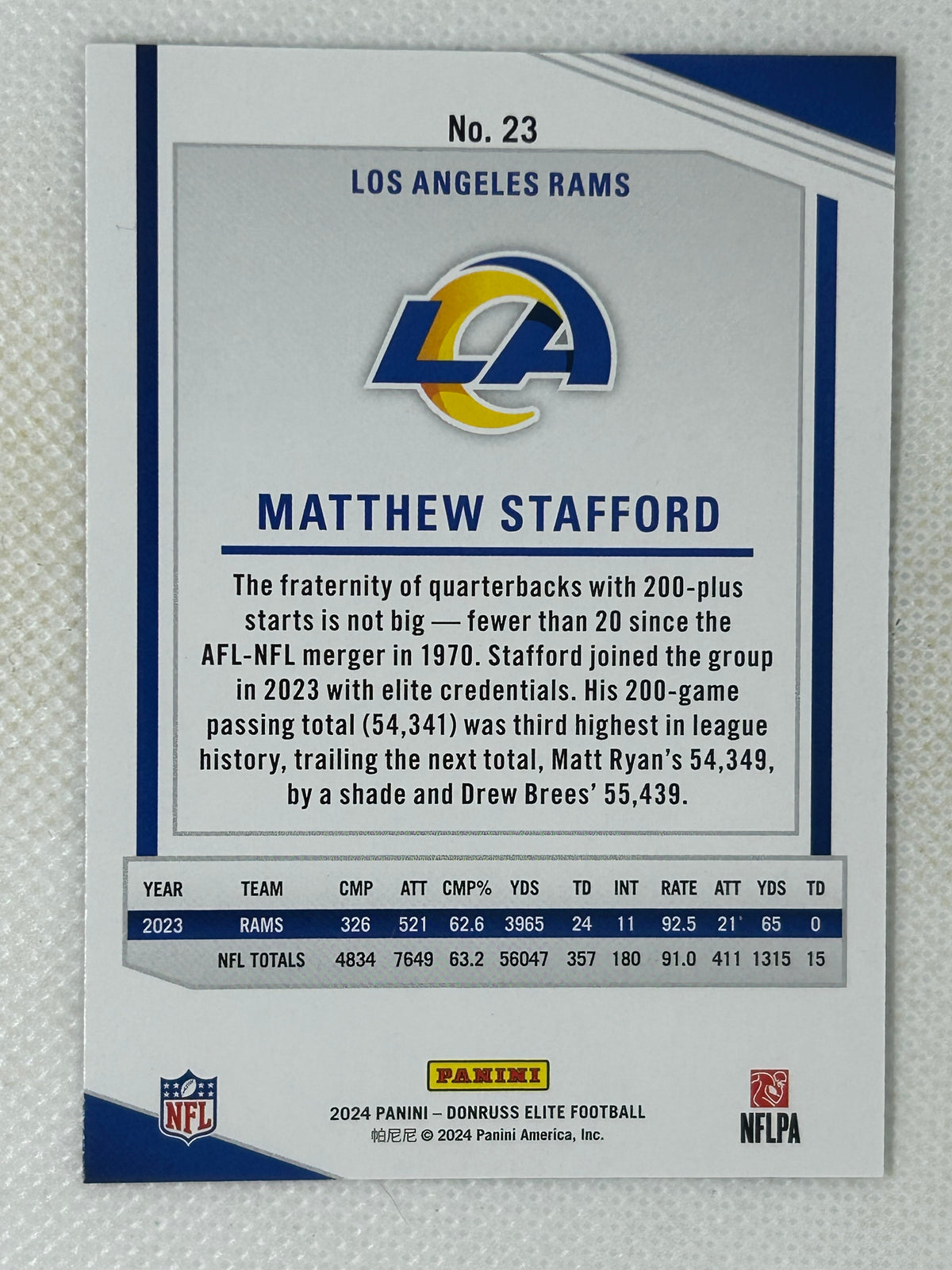 2024 Panini Donruss Elite Matthew Stafford Razzle Dazzle #23 SSP Case Hit Los Angeles Rams2024 Panini Donruss Elite Matthew Stafford Razzle Dazzle #23 SSP Case Hit Los Angeles Rams