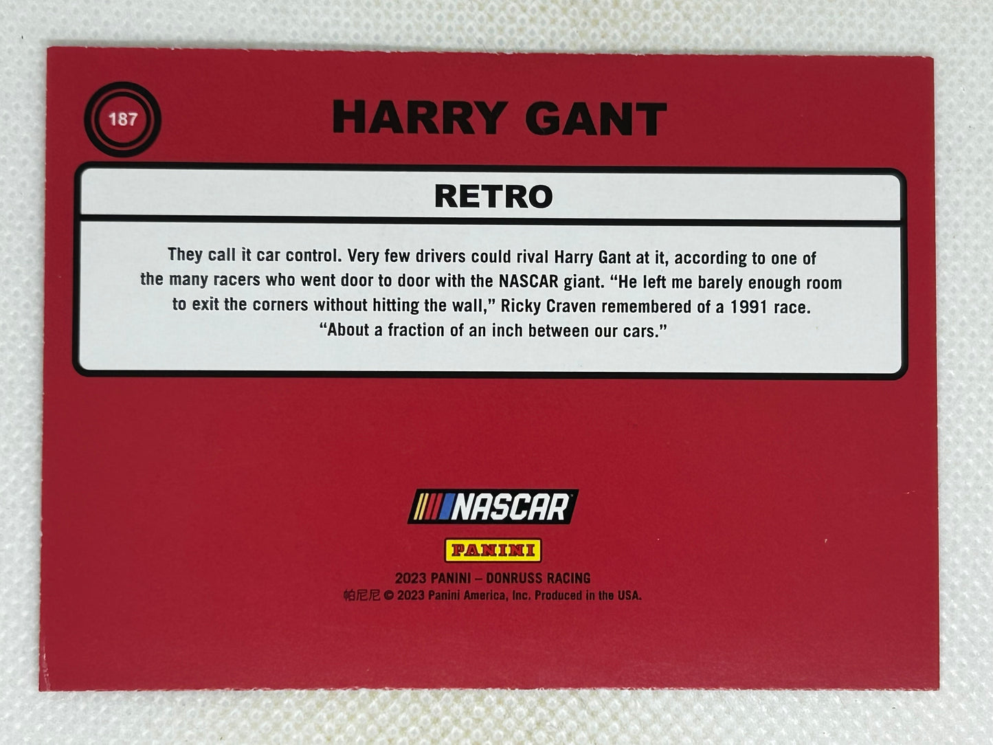 2023 Panini Donruss Racing Retro 1990 Base #187 Harry Gant Signed Card