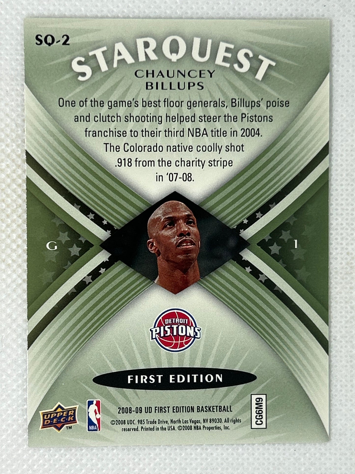 2008-09 Upper Deck StarQuest Common SQ-2 Chauncey Billups Detroit Pistons