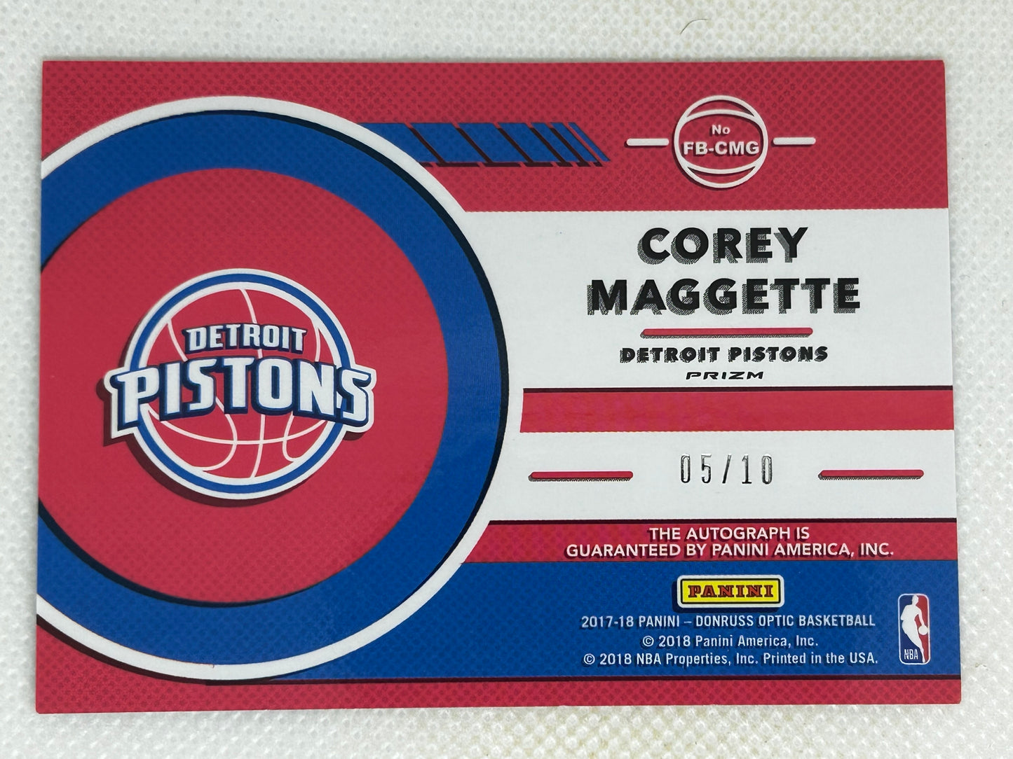2017-18 Panini Donruss Optic Gold Fast Break Signatures /10 Corey Maggette #FB-CMG Detroit Pistons