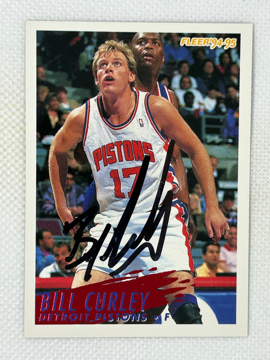 1994-95 Fleer Bill Curley #278 Rookie Card Detroit Pistons Signed Card