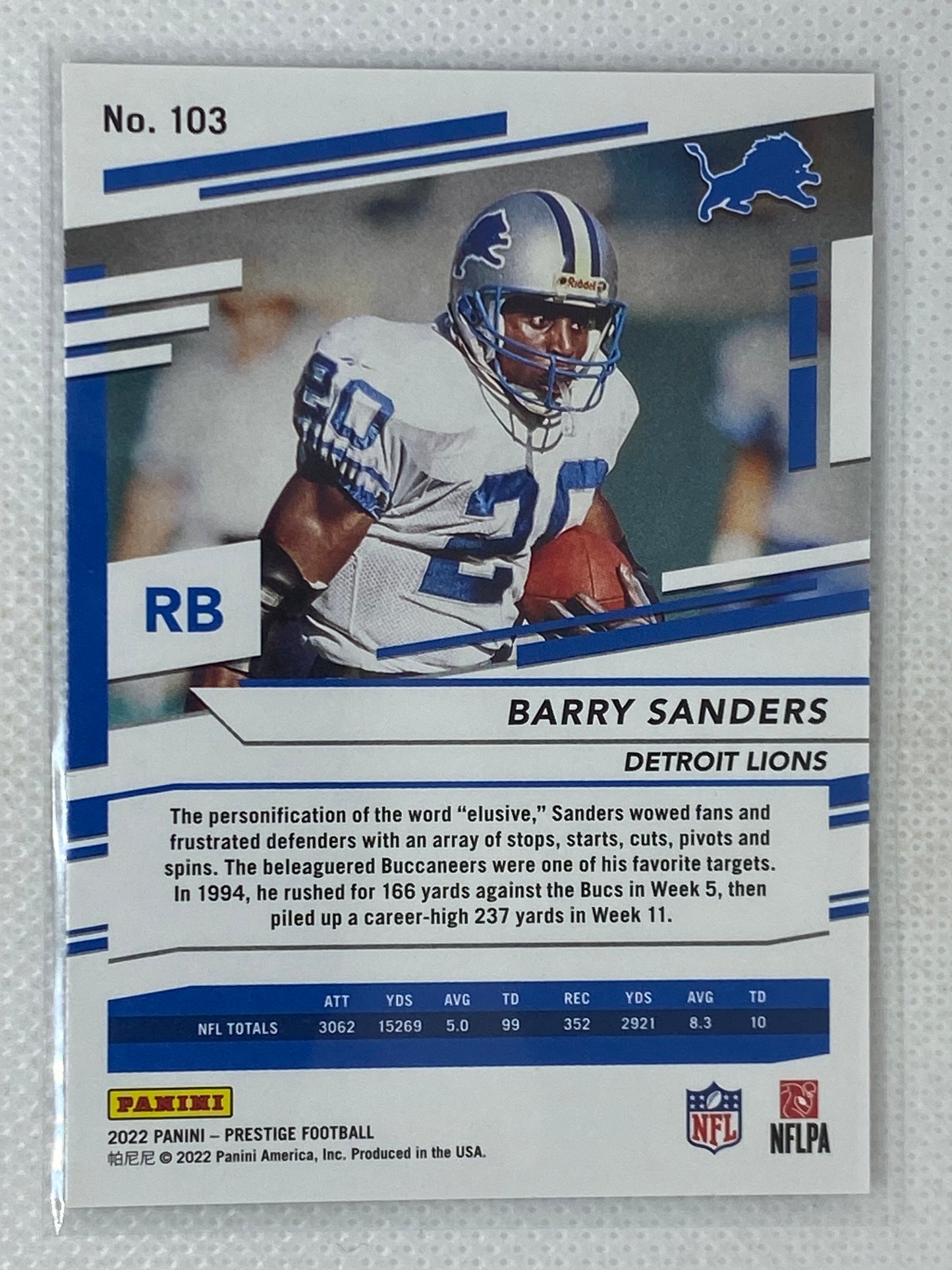 2022 Panini Prestige Football #103 Barry Sanders Detroit Lions