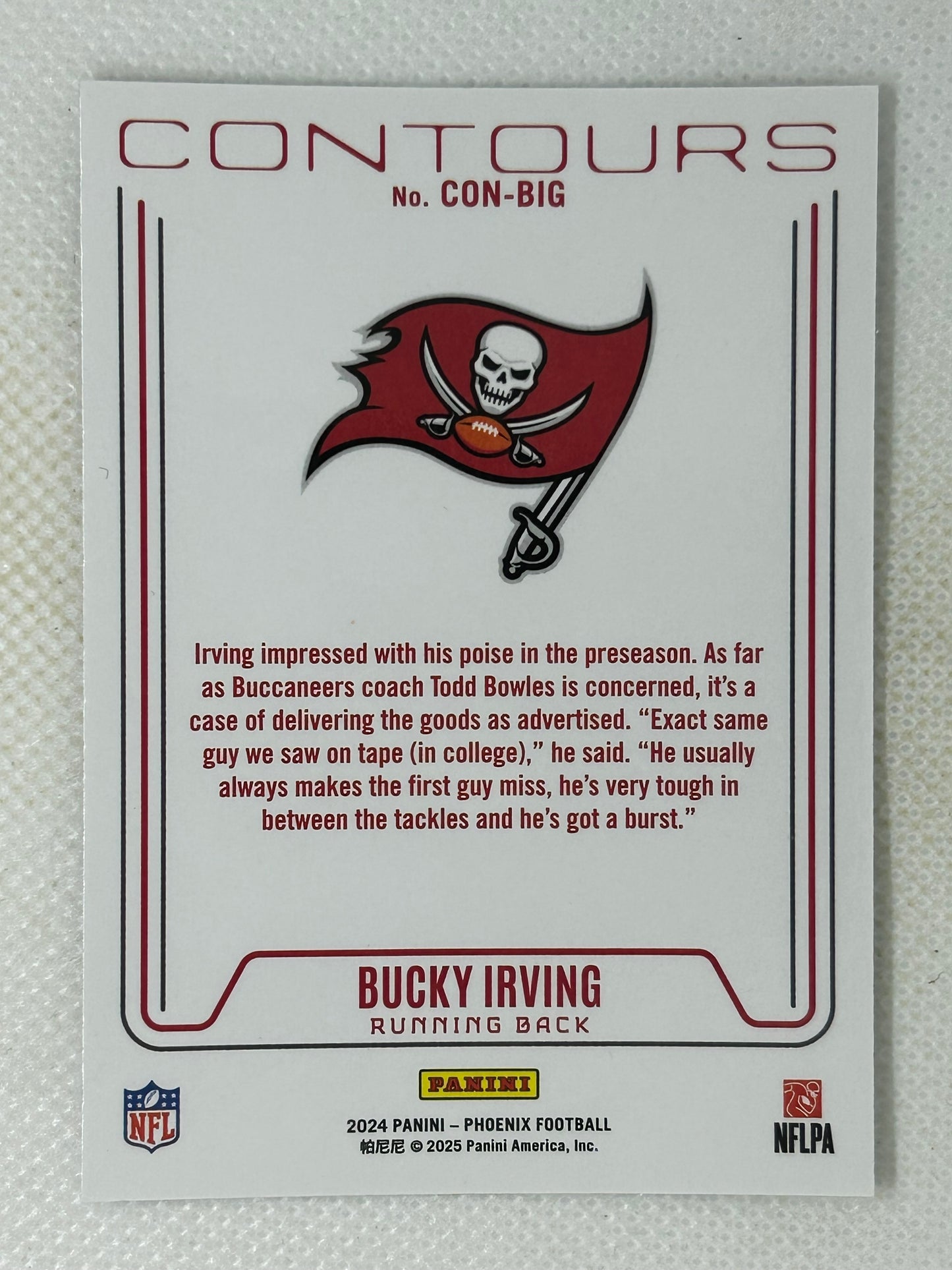 2024 Panini Phoenix #CON-BIG Bucky Irving Contours Tampa Bay Buccaneers
