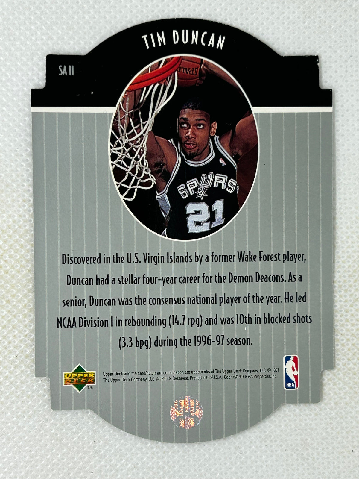 1997-98 Upper Deck Collectors Choice Rookie Star Attractions SA11 Tim Duncan San Antonio Spurs