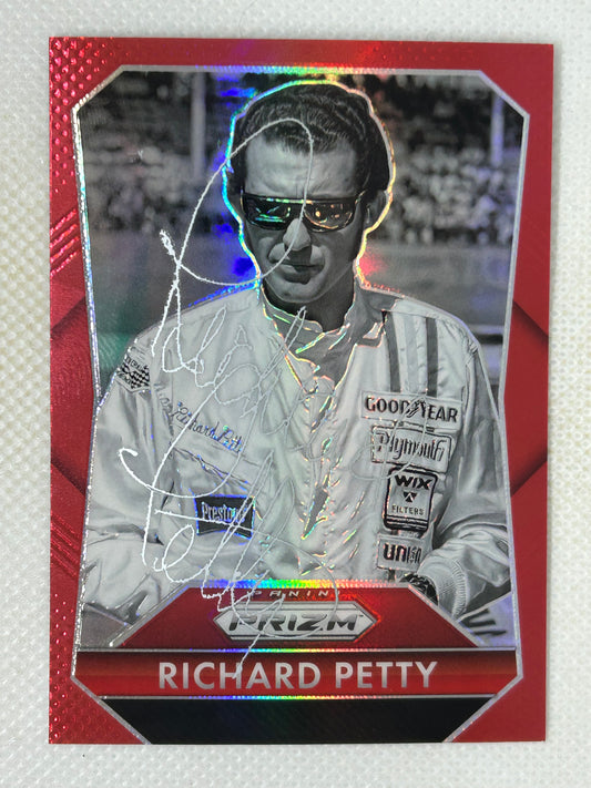 2025 Panini Prizm Throwback Red Prizm /249 #160 Richard Petty Signed Card
