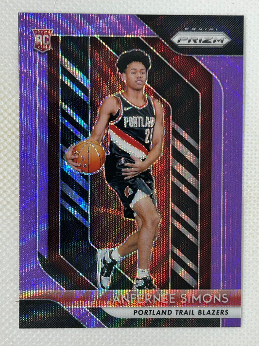 2018-19 Panini Prizm Purple Wave Prizm Rookie Card #61 Anfernee Simons Portland Trailblazers