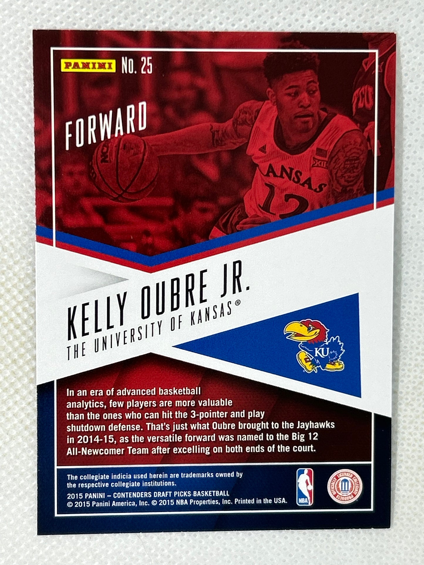 2015-16 Panini Contenders Draft Picks School Colors Rookie Card Kelly Oubre Jr. #2 Kansas Jayhawks