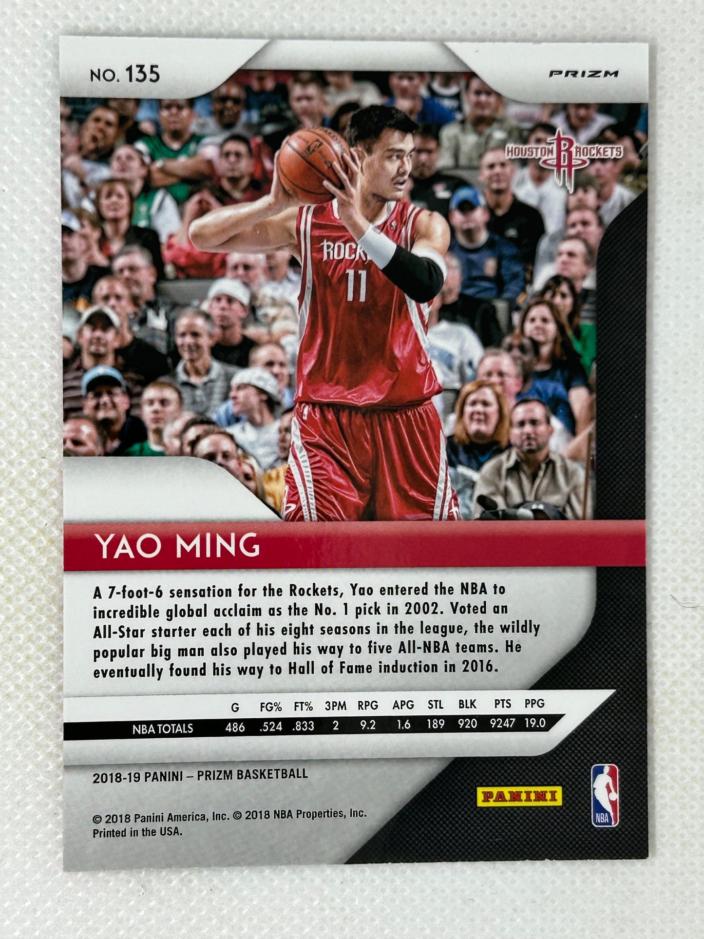 2018-19 Panini Prizm Pink Cracked Ice #135 Yao Ming Houston Rockets