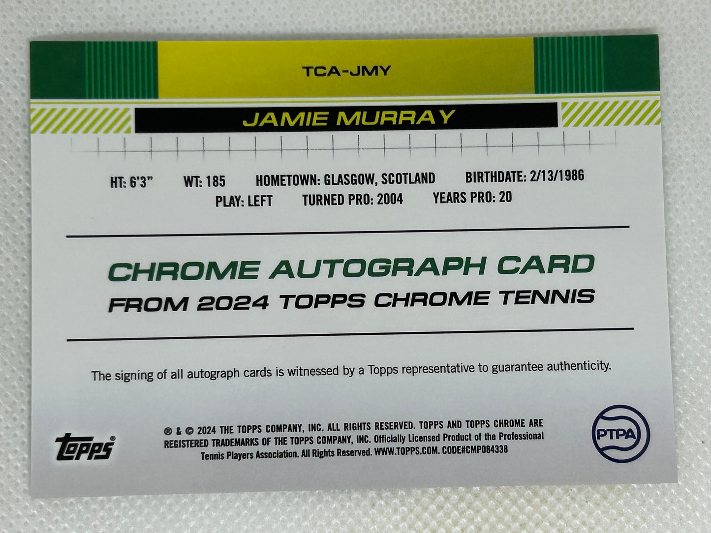 2024 Topps Chrome Tennis Autographs Jamie Murray TCA-JMY