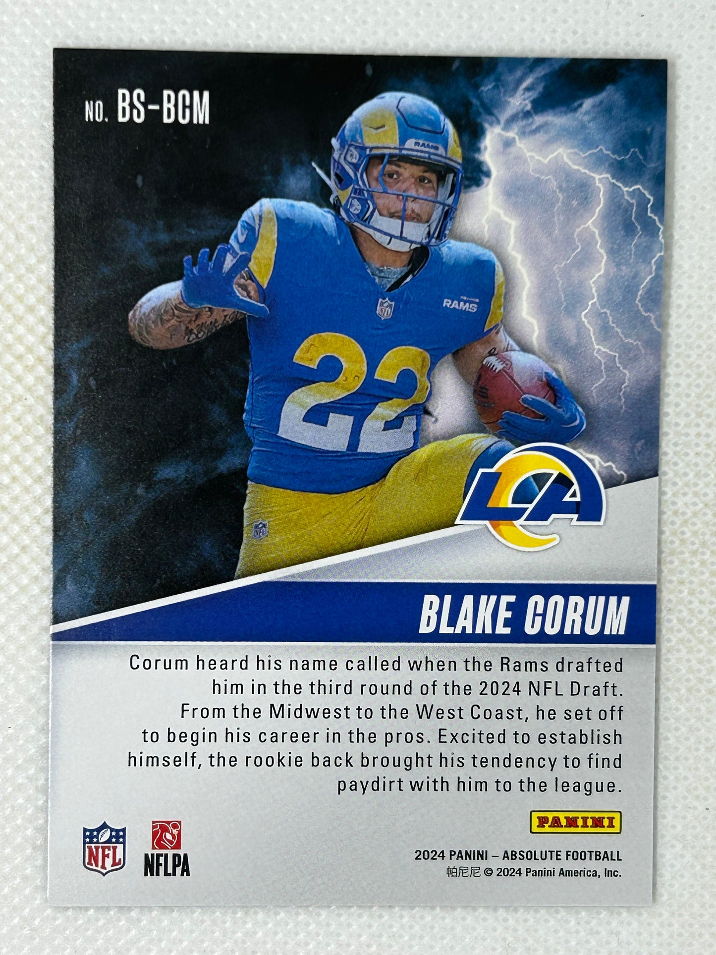 2024 Panini Absolute By Storm Rookie #BS-BCM Blake Corum Los Angeles Rams