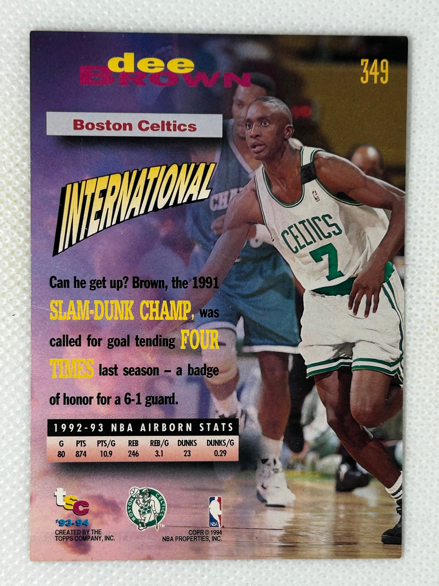 1993-94 Topps Stadium Club Frequent Flyers #349 Dee Brown Boston Celtics