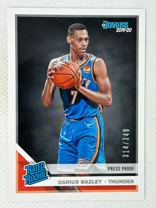 2019 Panini Donruss Rated Rookie Press Proof Silver /349 Darius Bazley #249 Oklahoma City Thunder