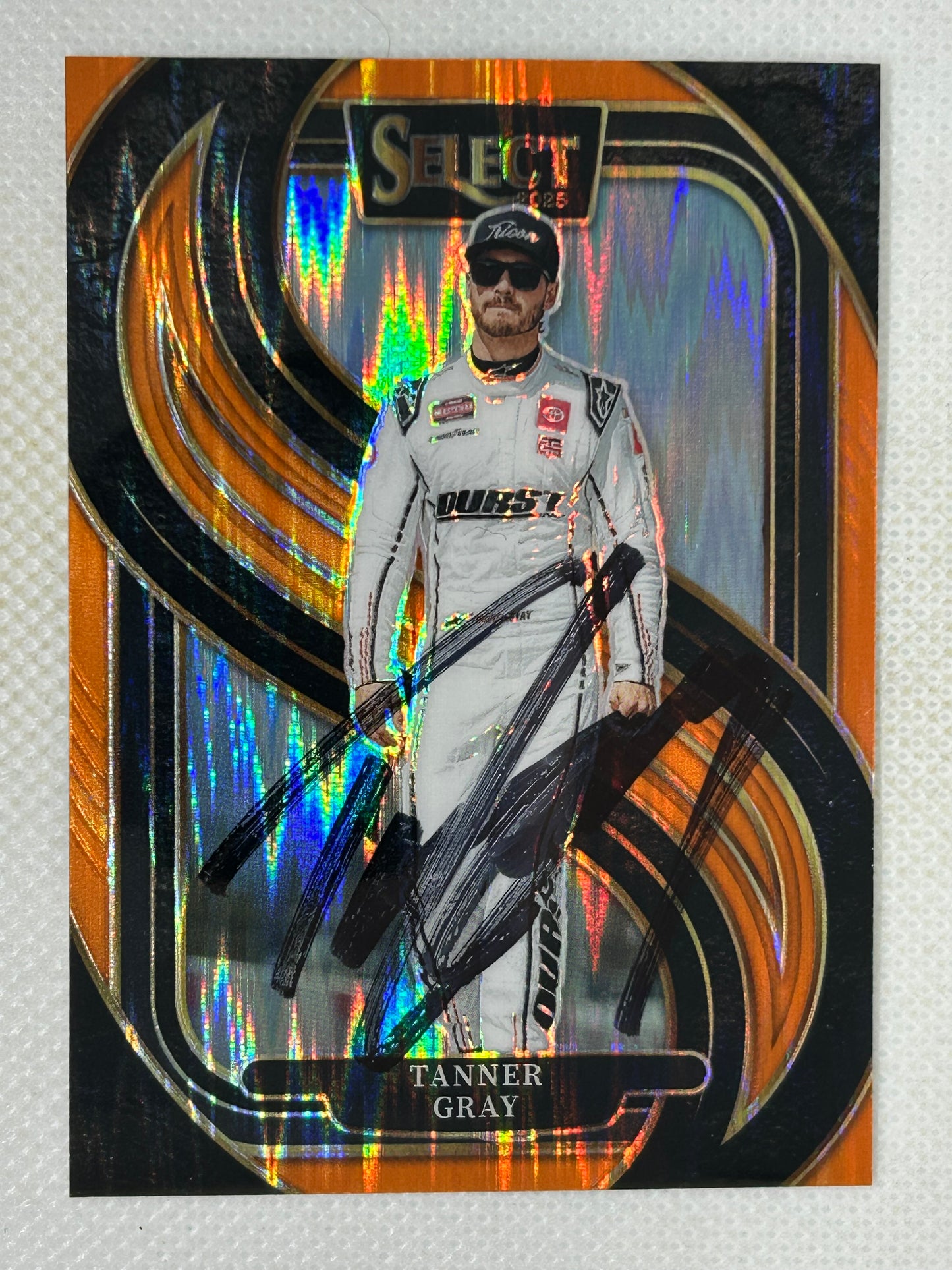 2025 Panini Select Trackside Orange Shimmer #249 Tanner Gray Signed Card