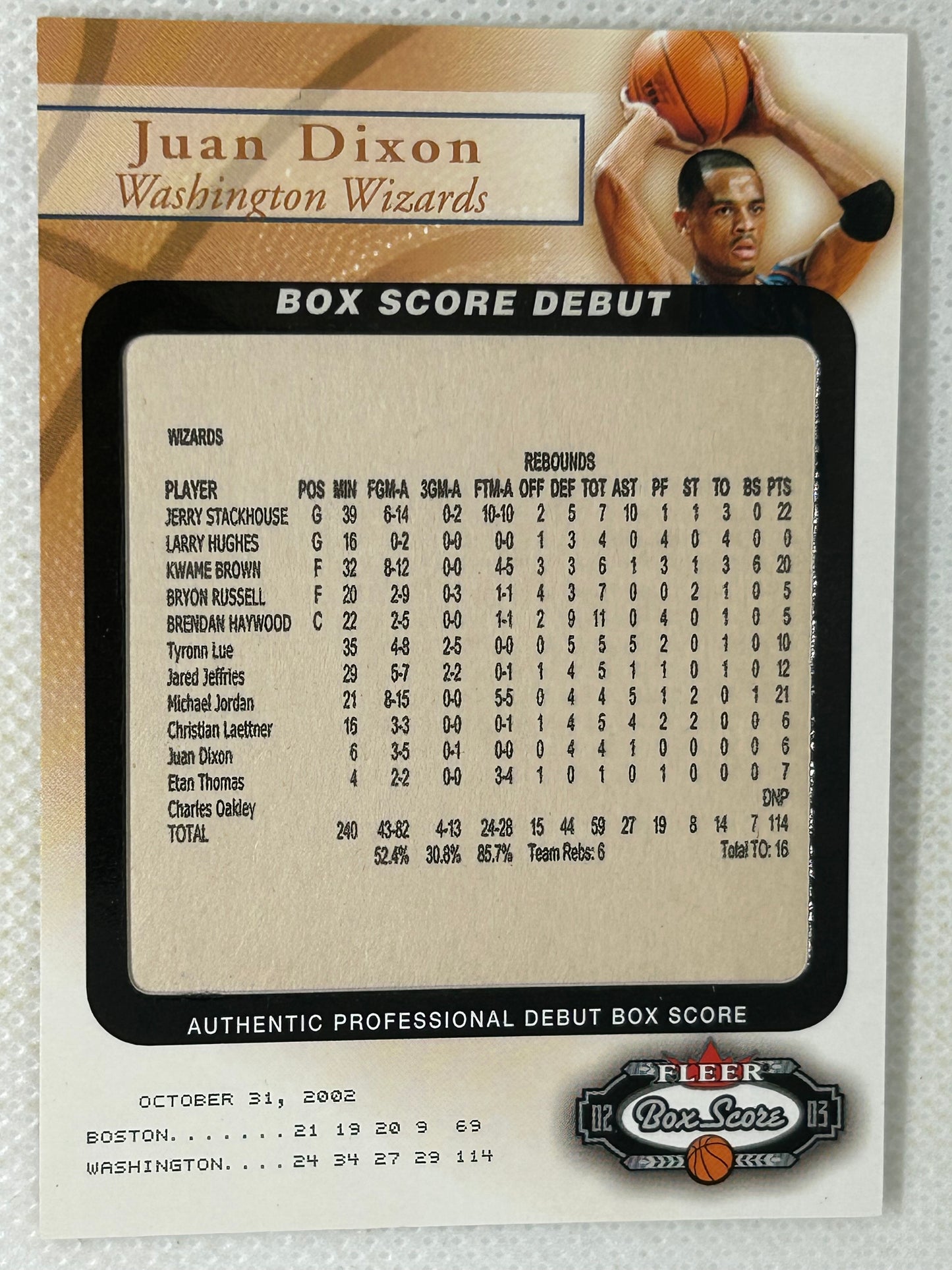 2002-03 Fleer Box Score #2 BSD Juan Dixon /2002 Box Score Debuts Washington Wizards