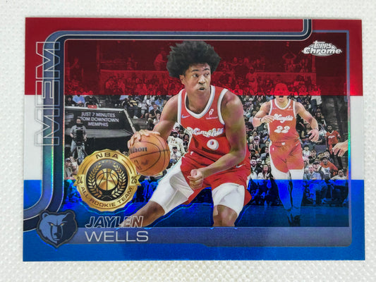 2025-26 Topps Chrome Jaylen Wells Red White Blue Refractor #200 Memphis Grizzlies