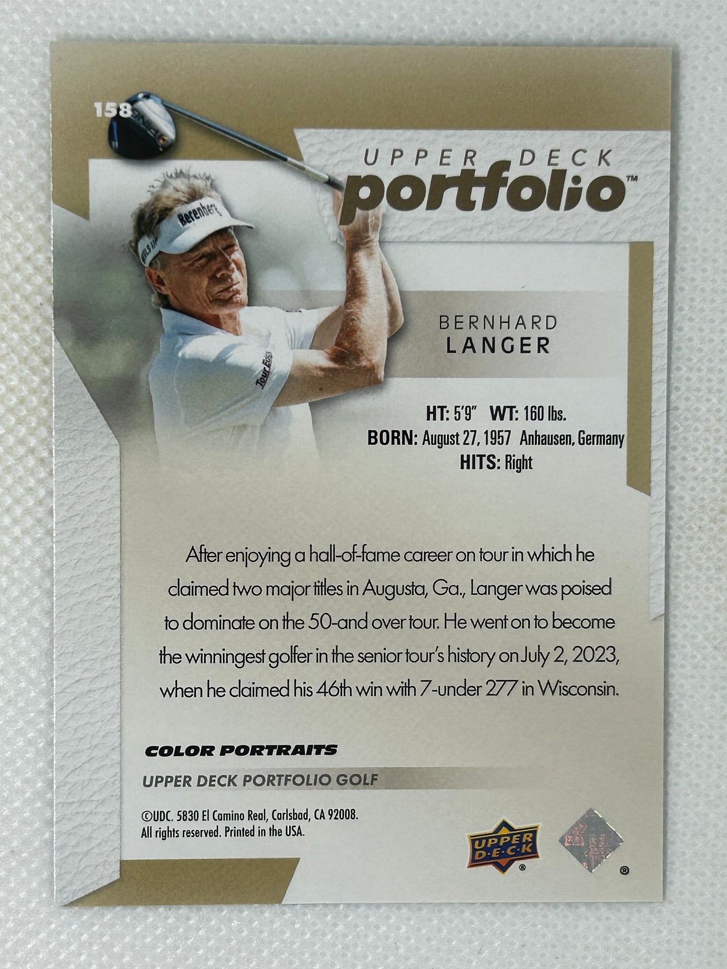 2024 Upper Deck Portfolio Color Portraits Bernhard Langer #158 Signed Card