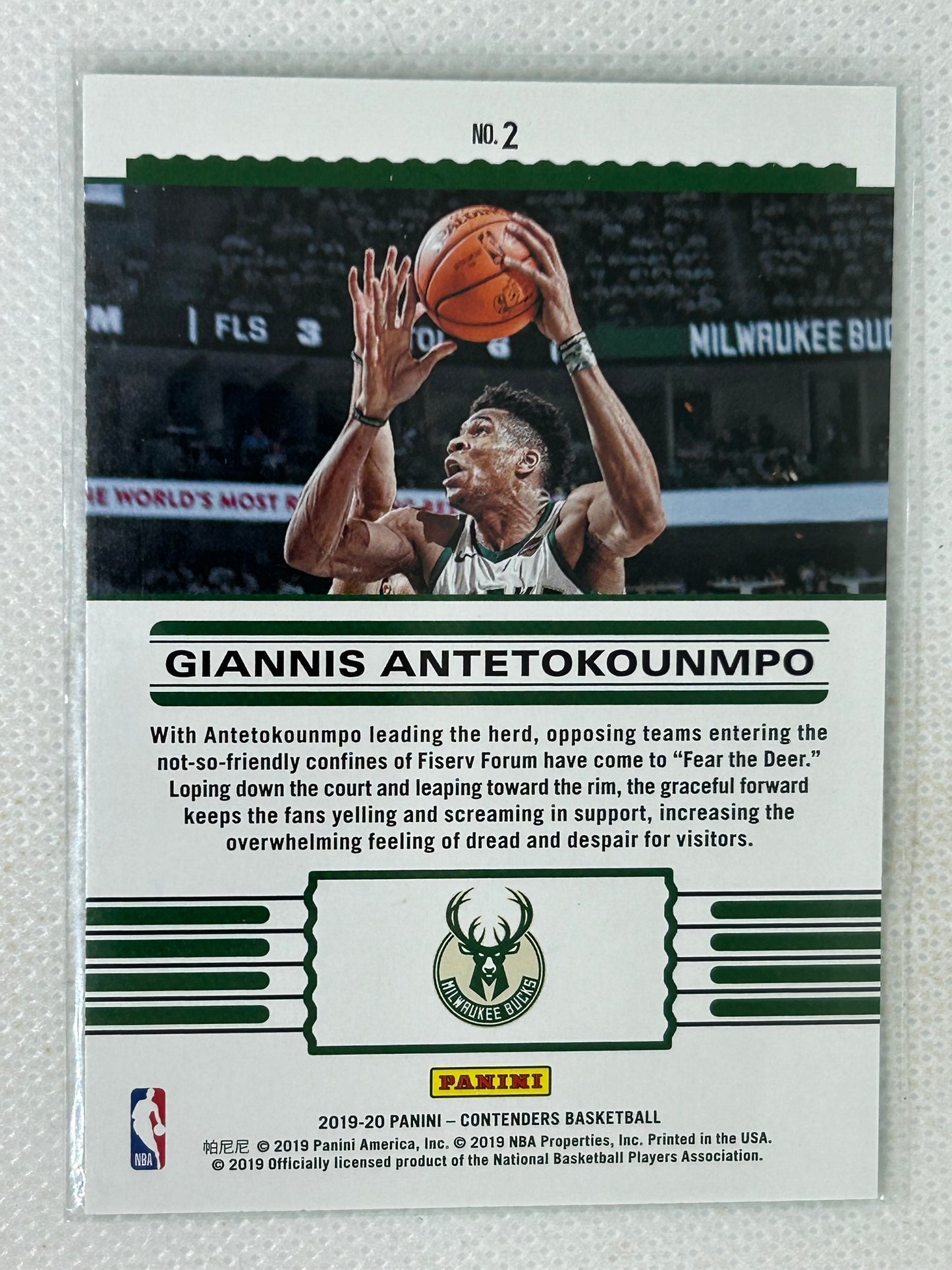 2019-20 Panini Contenders Front Row Seat Giannis Antetokounmpo #2 Milwaukee Bucks