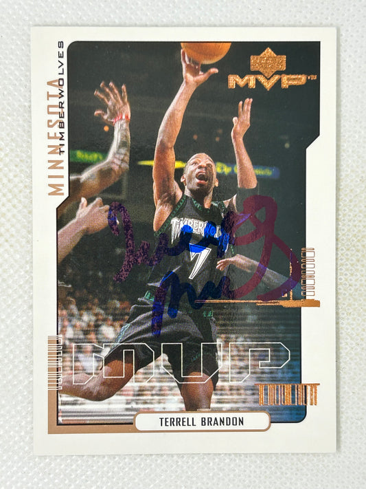 2000-01 Upper Deck MVP Terrell Brandon #99 Minnesota Timberwolves Signed Card