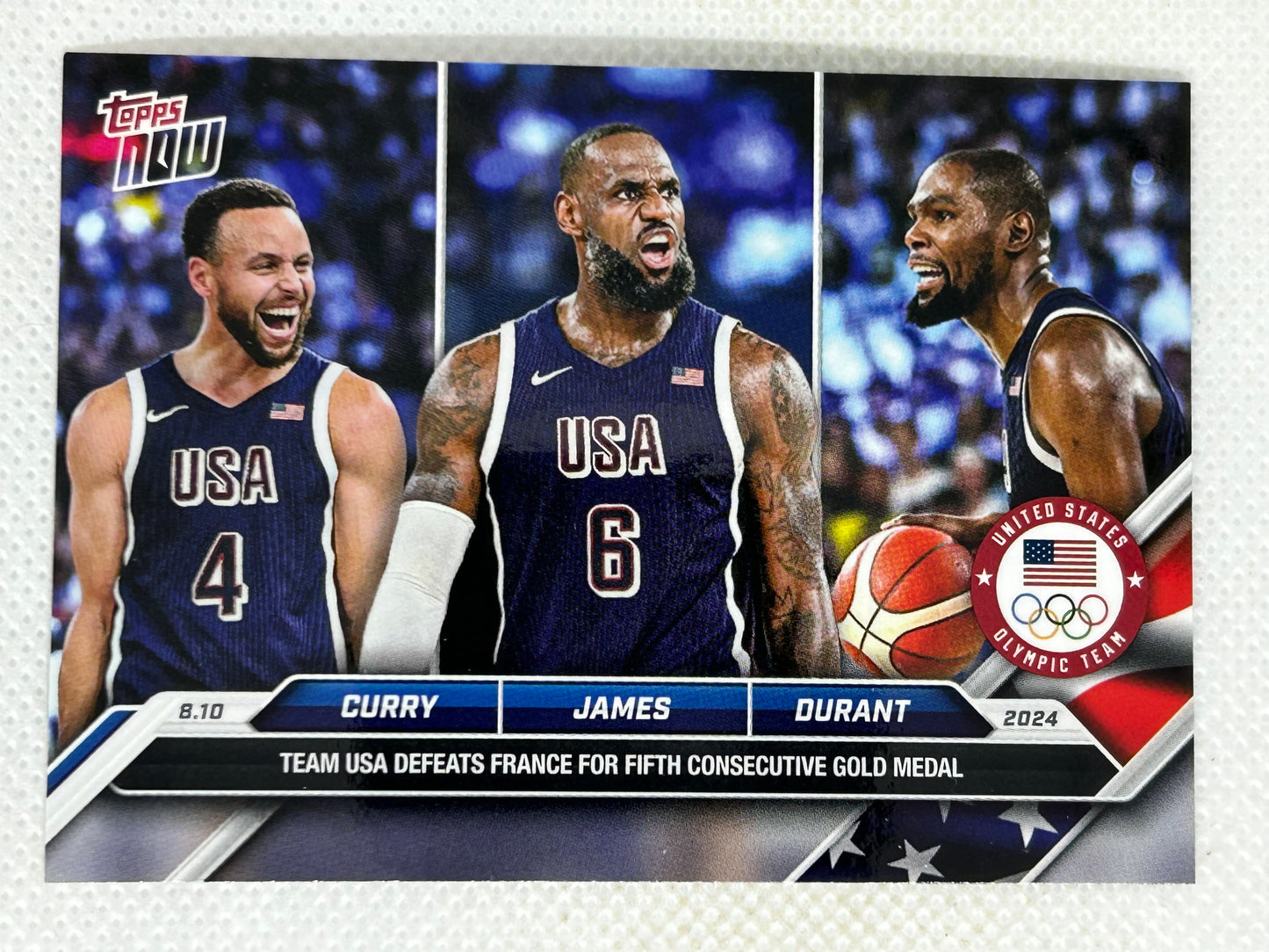 2024 Topps Now Olympics #26 Stephen Curry LeBron James Kevin Durant Team USA