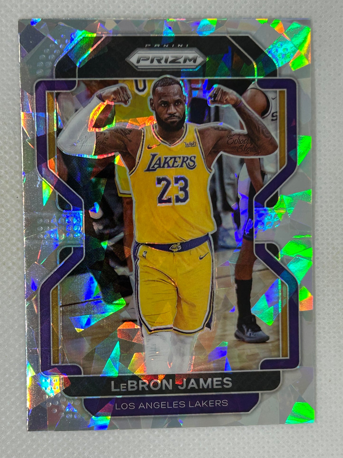 2021-22 Panini Prizm Lebron James Cracked Ice Prizm #91 Los Angeles Lakers