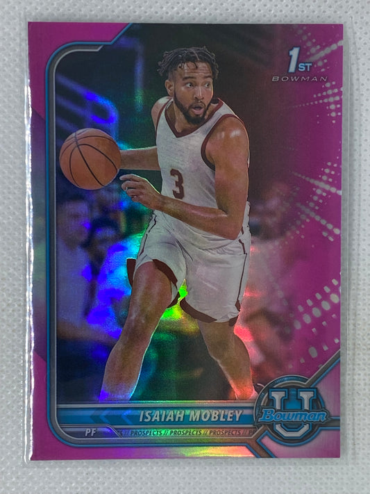 2021 Bowman University Pink Refractor Isaiah Mobley #67 USC Trojans