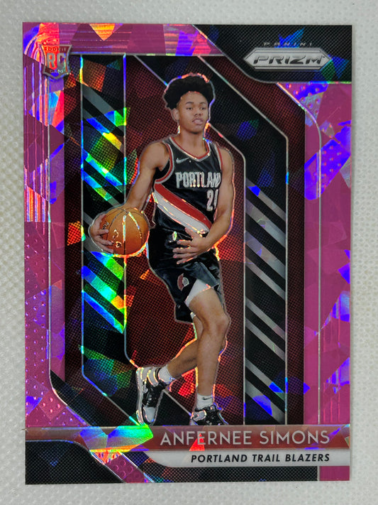 2018-19 Panini Prizm Pink Cracked Ice Prizm Rookie Card #61 Anfernee Simons Portland Trailblazers