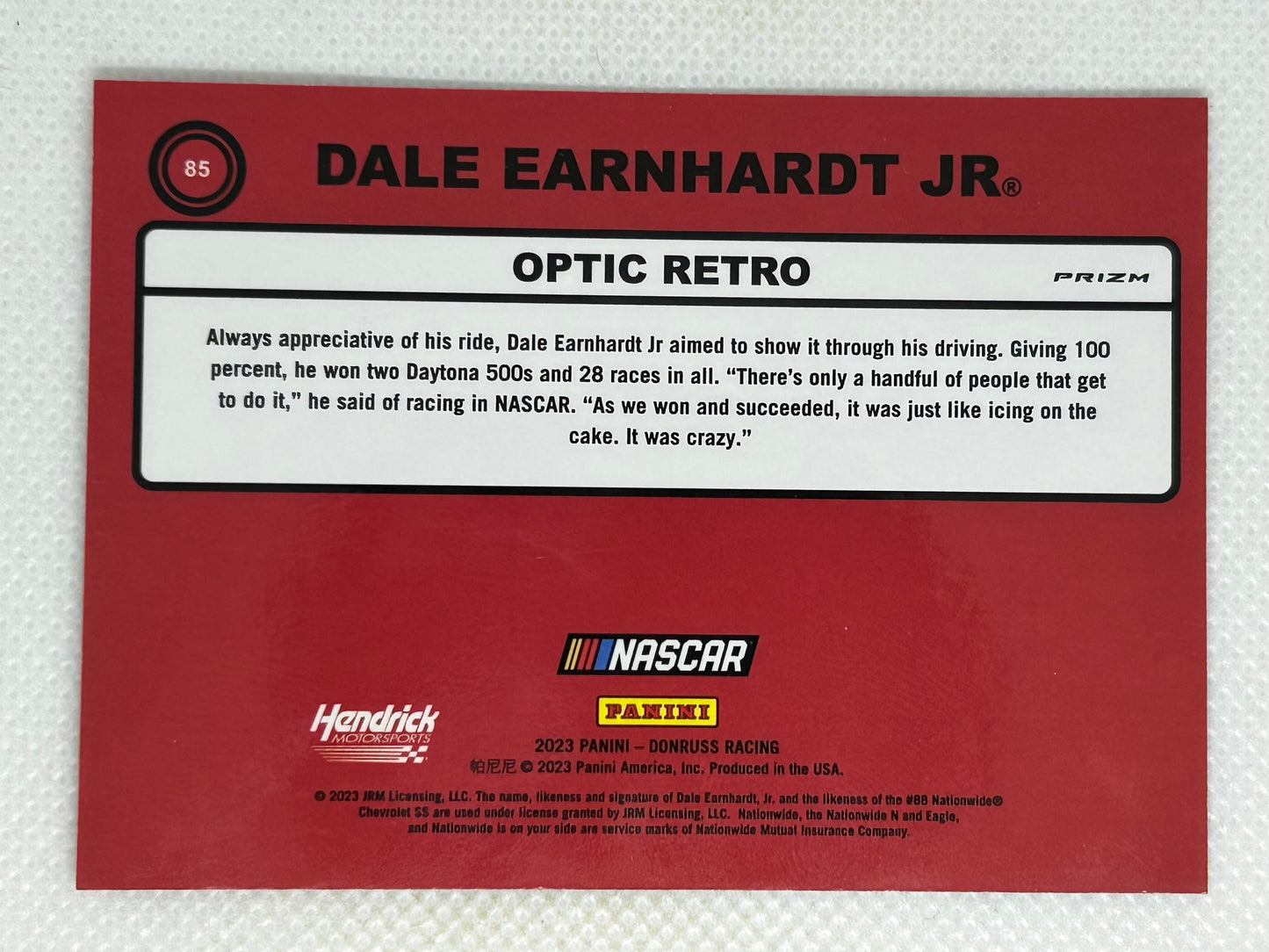 2023 Panini Donruss NASCAR Racing Optic Carolina Blue Wave #85 Dale Earnhardt Jr