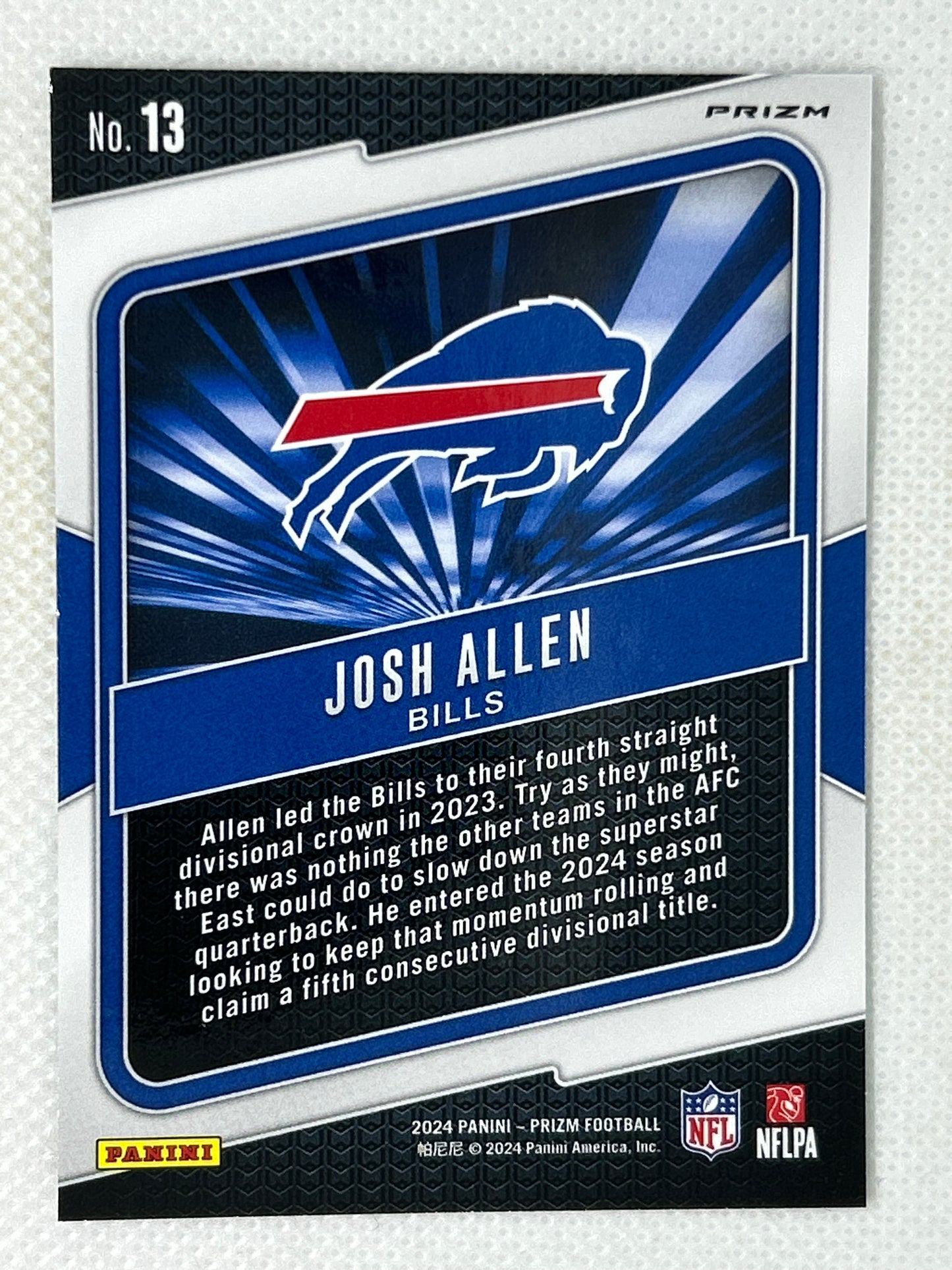 2024 Panini Prizm Hype Green Wave Prizm #13 Josh Allen Buffalo Bills