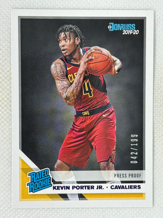 2019-20 Panini Donruss Purple Press Proof Rated Rookie Card #228 Kevin Porter Jr /199 Cleveland Cavaliers