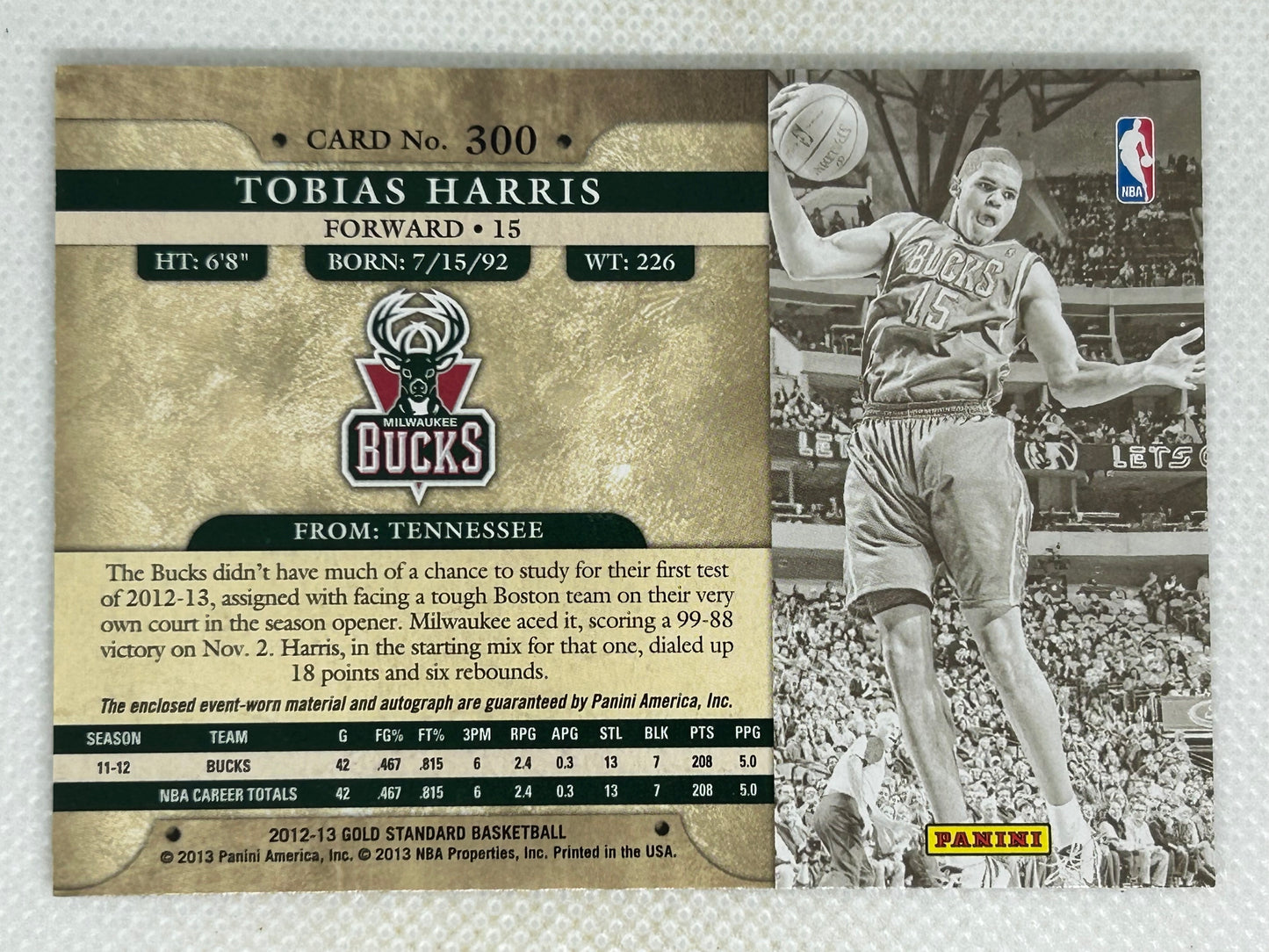 2012-13 Panini Gold Standard Rookie Autograph Relic #300 Tobias Harris Milwaukee Bucks
