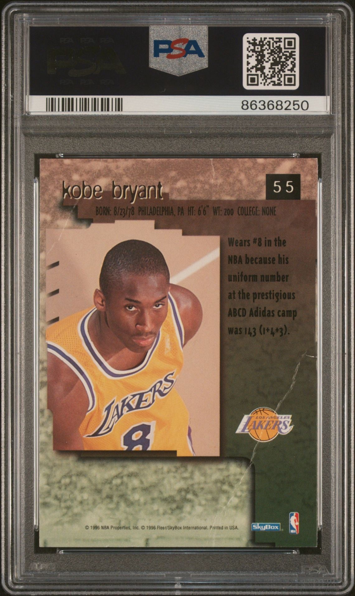 1996-97 Skybox Premium #55 Rookie Card Kobe Bryant PSA 1.5 Los Angeles Lakers Pop 1