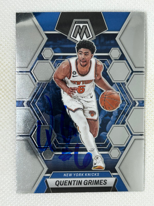 2022-23 Panini Mosaic #157 Quentin Grimes New York Knicks Signed Card